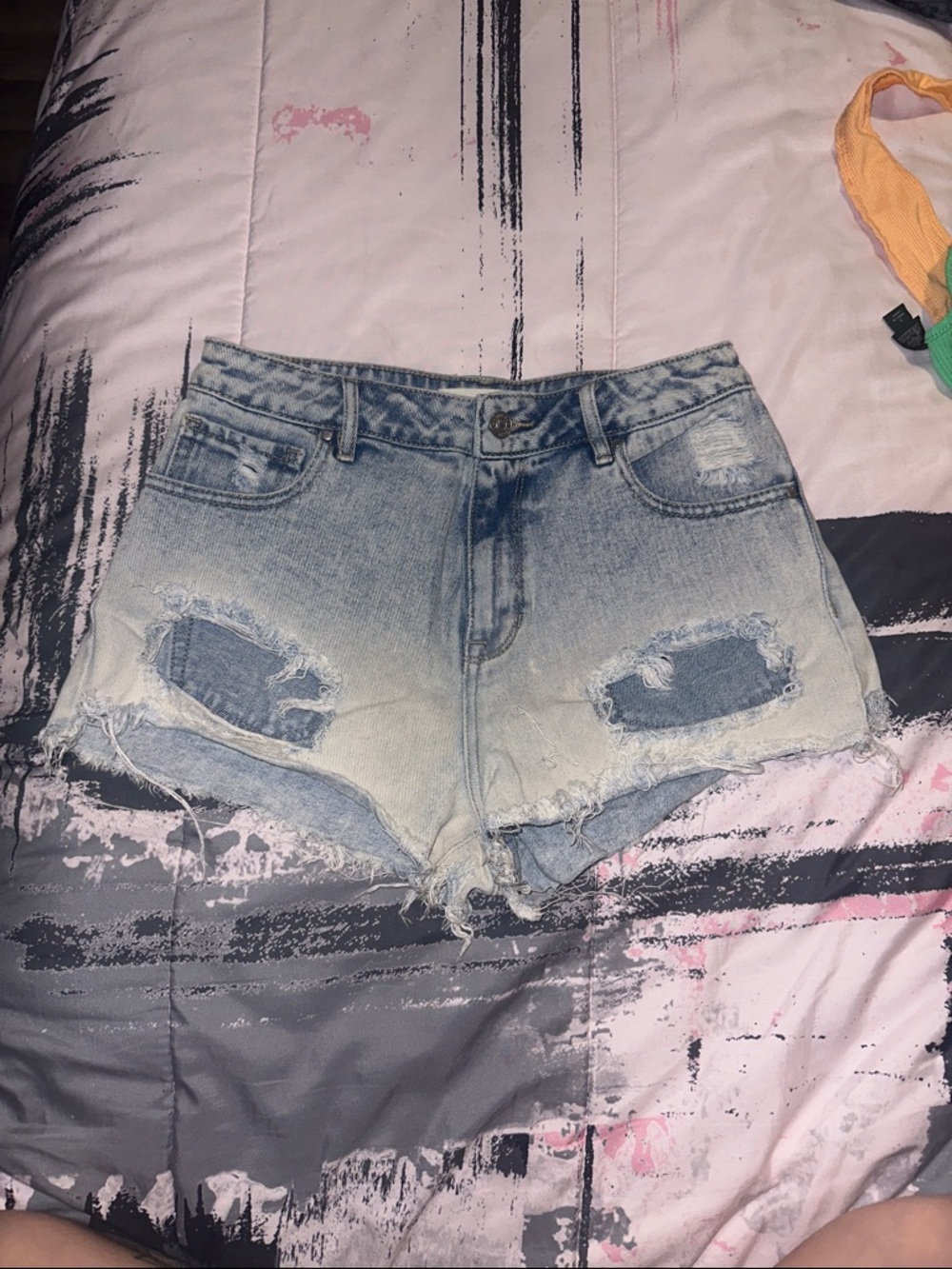 PacSun Light Blue Distressed High-Rise Denim Shorts